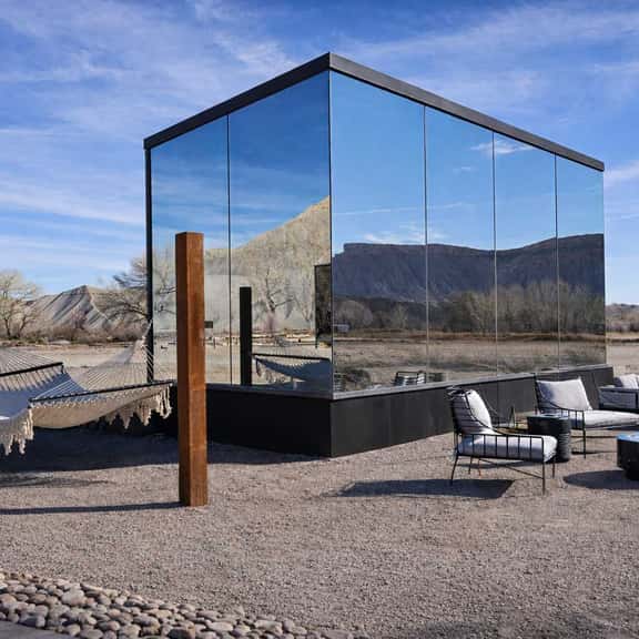Reflections #3 - Glass cube & scenic sauna - Image 1
