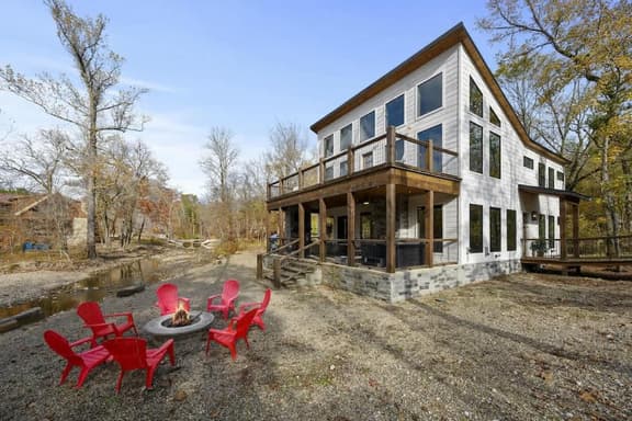 Luxury Cabin Getaway: Hot Tub, Game Room & Creek